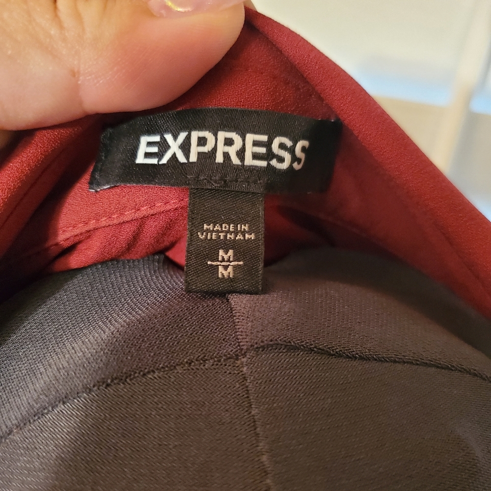 Maroon/burgundy Express shirtdress size M - Picture 4 of 5